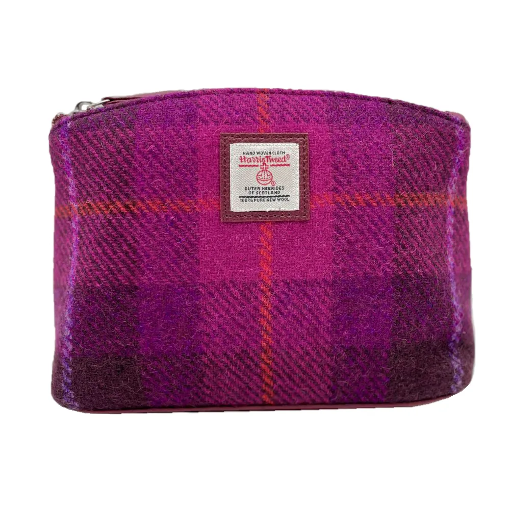 Purple Check Cosmetic Bag