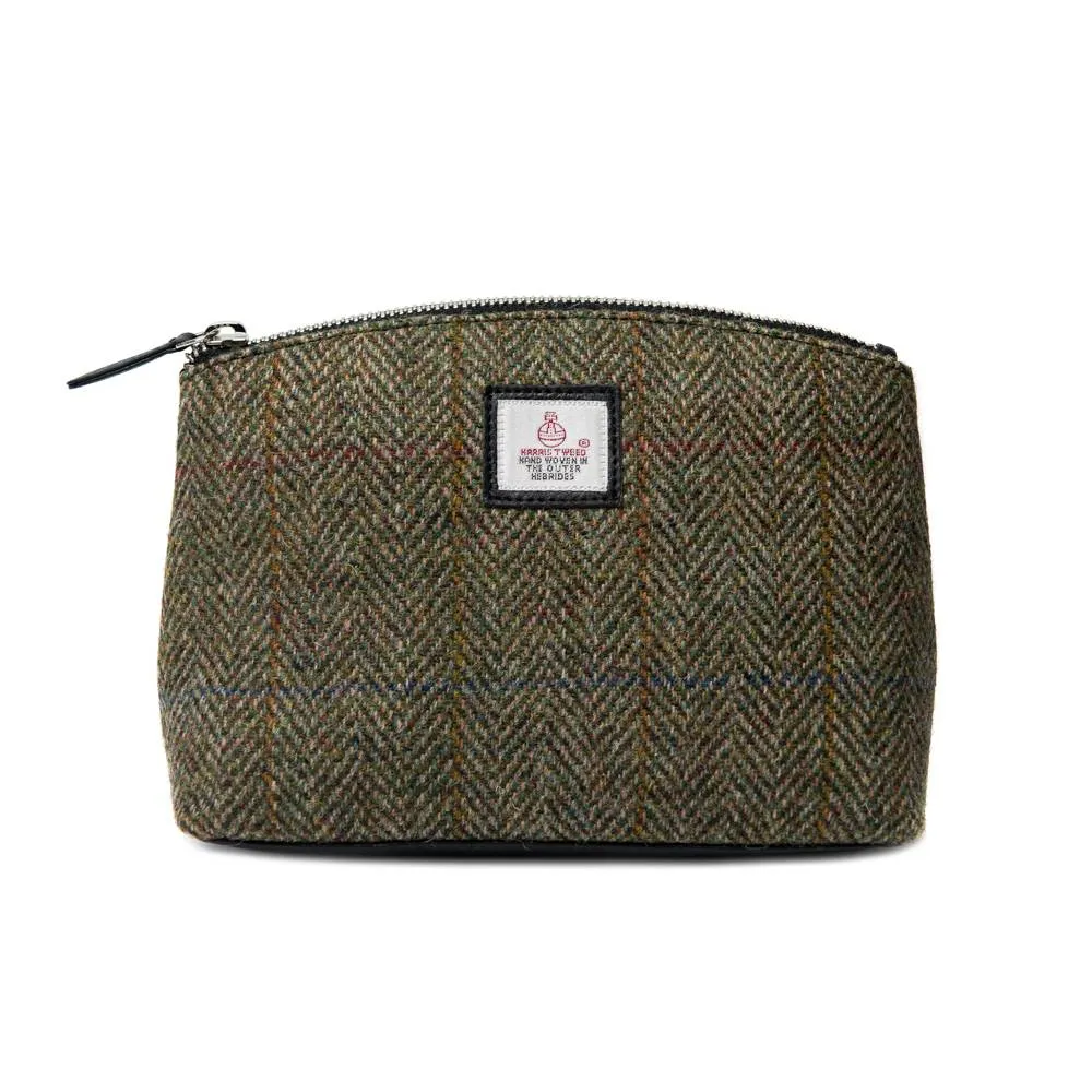 Green Cosmetic Pouch in Harris Tweed