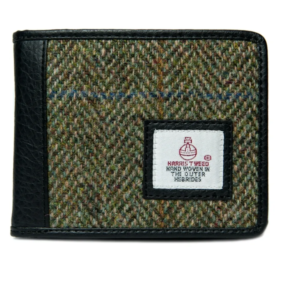 Trifold Wallet in Green Harris Tweed