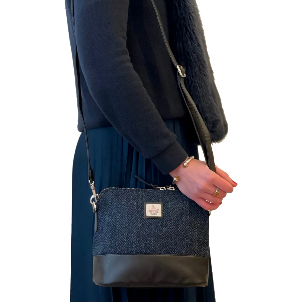 Blue Tweed Square Shoulder Bag