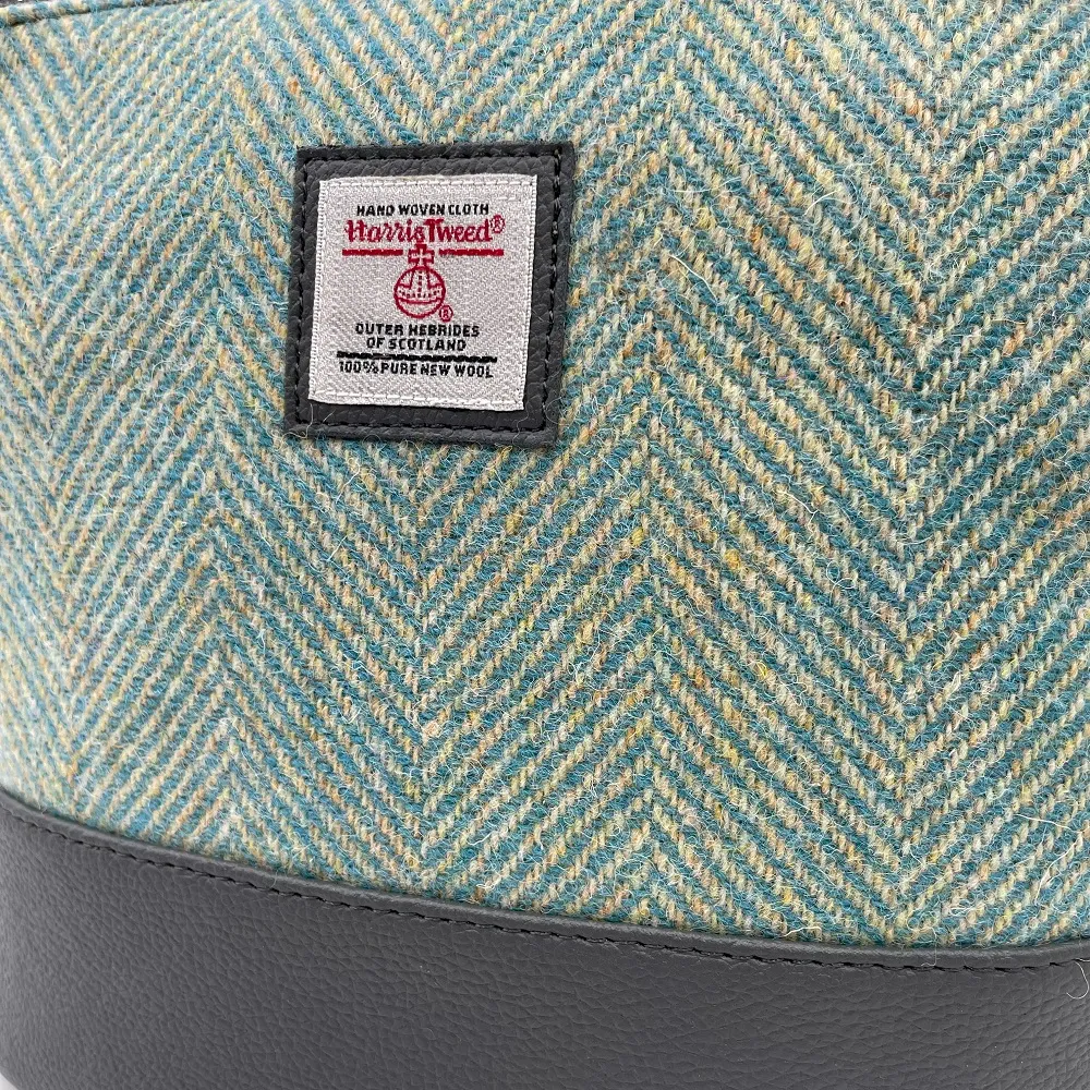 Harris Tweed Square Shoulder Bag Turquoise