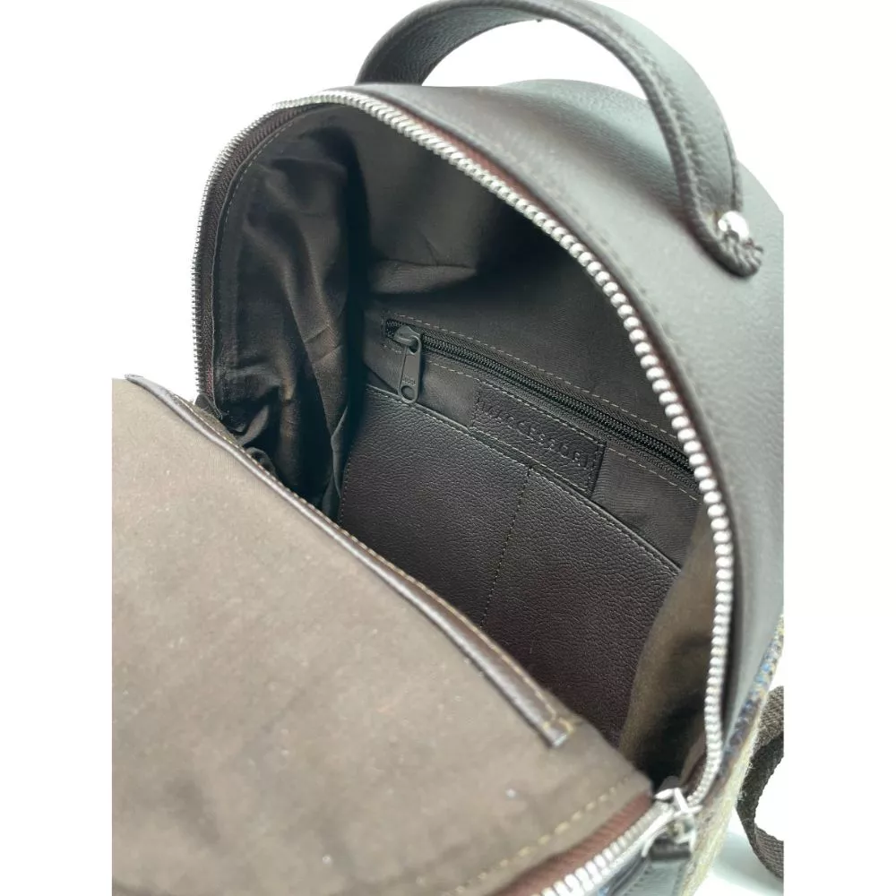 harris tweed backpack vegan leather