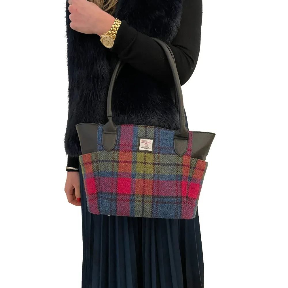 Blue/Pink Harris Tweed Tote Bag