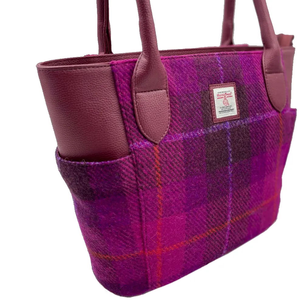 Purple Check Harris Tweed Tote Bag