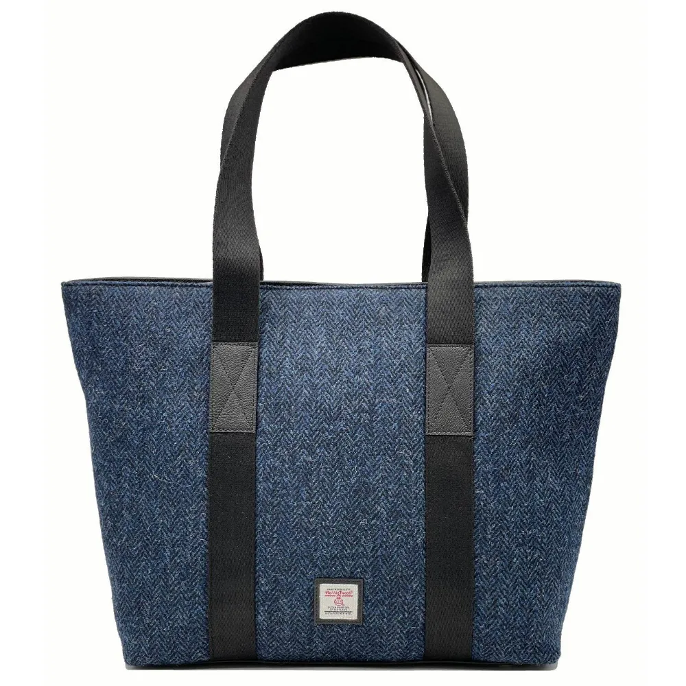 Blue Tweed Shopper Bag