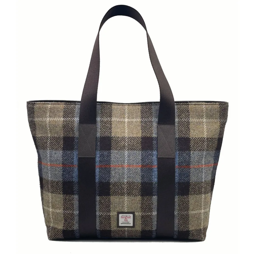 Blue/Brown Harris Tweed Shopper Bag
