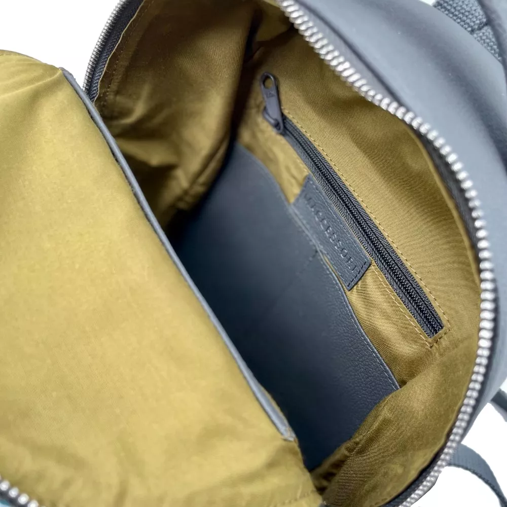 grey vegan leather rucksack