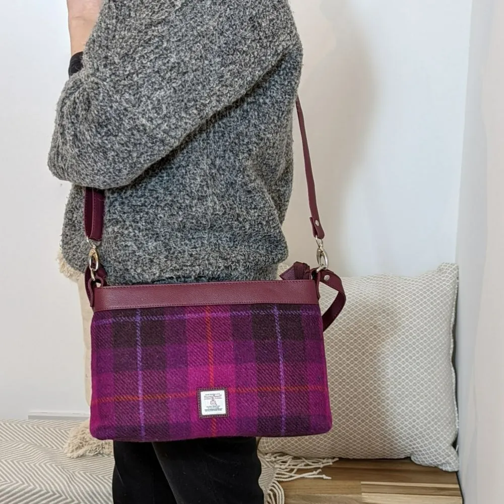 Purple Tweed Large Shoulder Bag