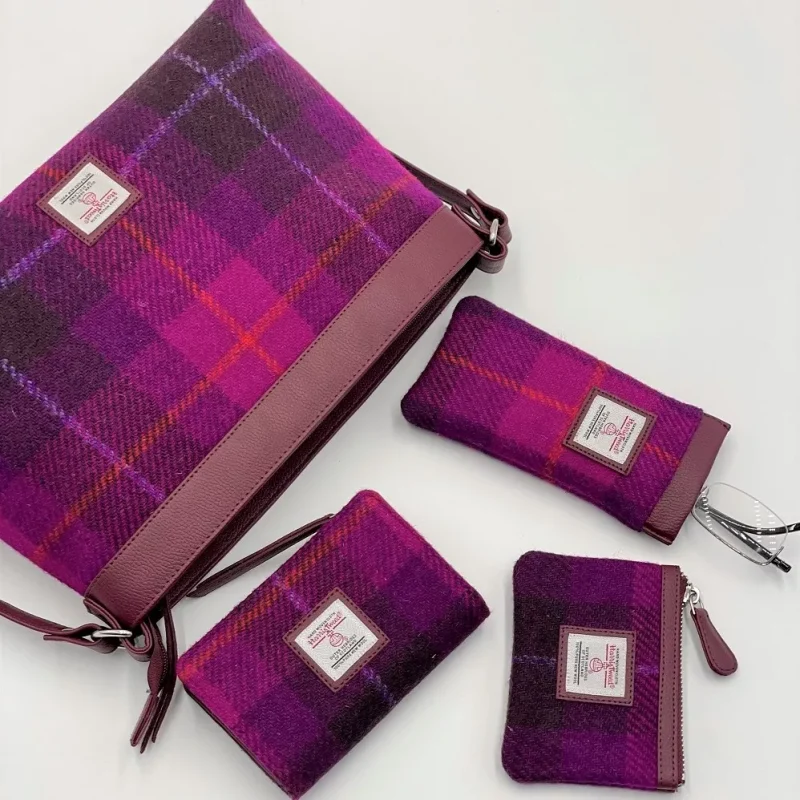 Purple Check Harris Tweed Bags